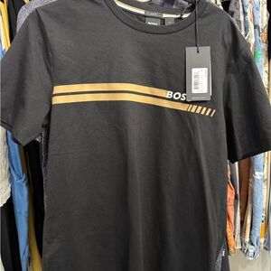 Boss Black Short Sleeve Tee with Gold Stripes